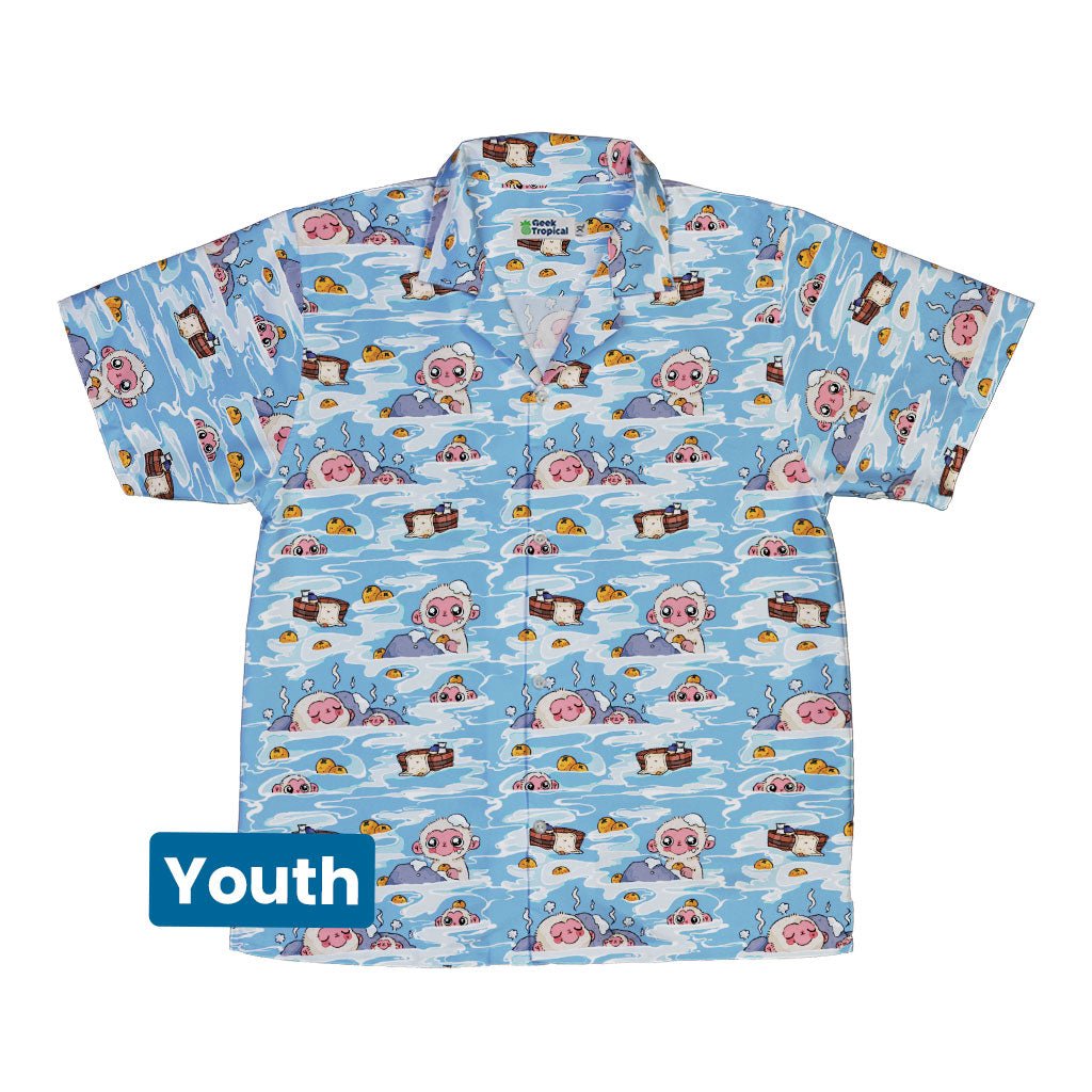 Onsen Snow Monkeys Youth Hawaiian Shirt - YXS - -