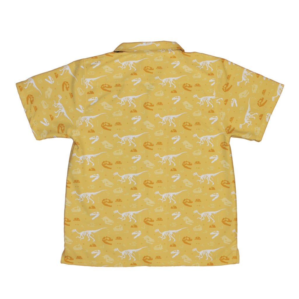 Orange Dinosaur Bones Youth Hawaiian Shirt - YXS - -