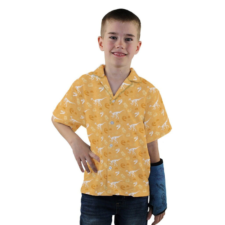 Orange Dinosaur Bones Youth Hawaiian Shirt - YXS - -
