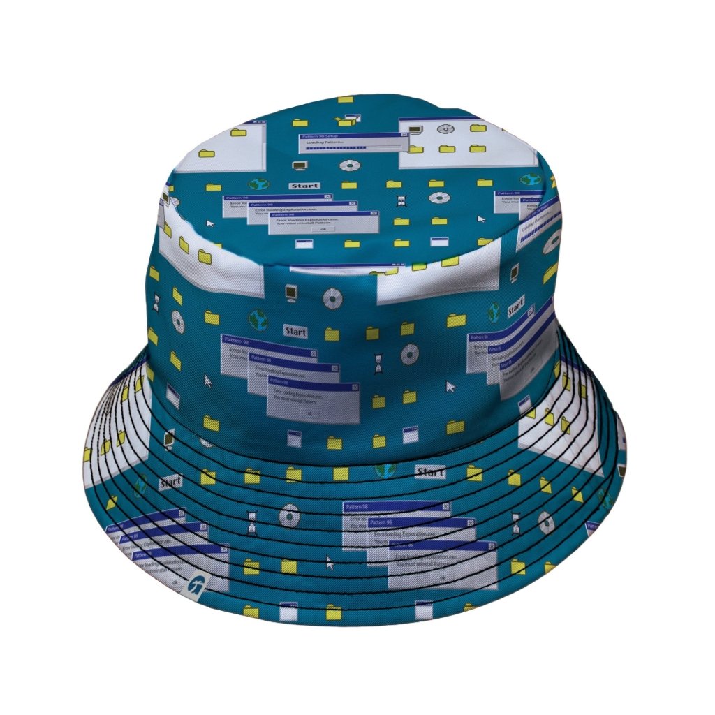 Pattern98 Bucket Hat - M - Black Stitching - -