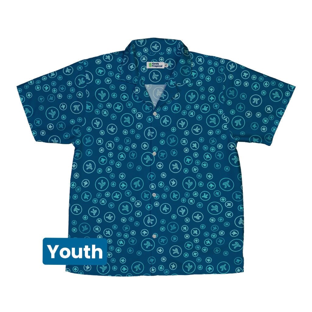 Pi 3.14 Math Blue Youth Hawaiian Shirt - YXS - -