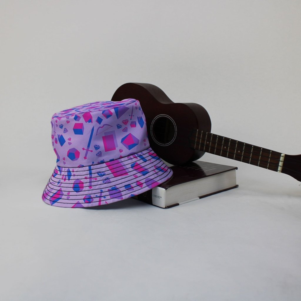 Pink Blue and Bisexual Colors Tabletop RPG Items Dnd Bucket Hat - M - Grey Stitching - -