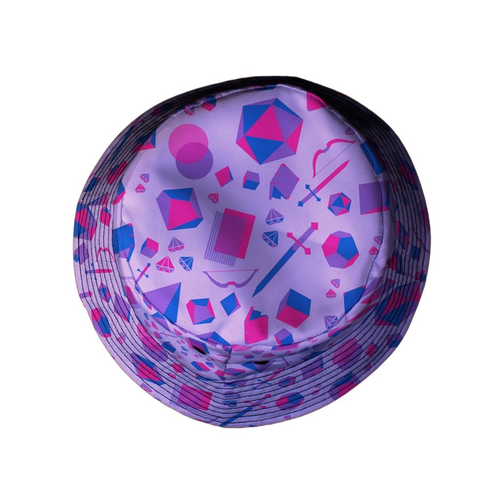 Pink Blue and Bisexual Colors Tabletop RPG Items Dnd Bucket Hat - M - Grey Stitching - -