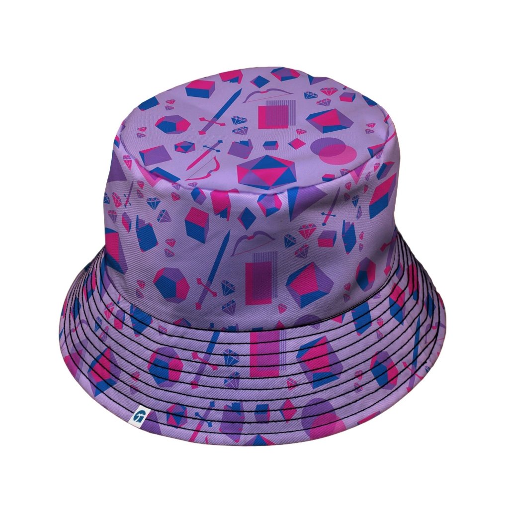 Pink Blue and Bisexual Colors Tabletop RPG Items Dnd Bucket Hat - M - Grey Stitching - -