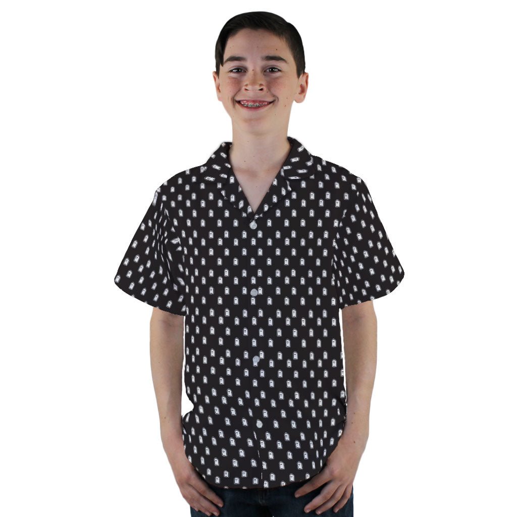 Pixel Ghosts Youth Hawaiian Shirt - YL - -