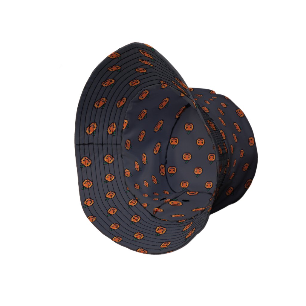 Pixel Pumpkins Bucket Hat - M - Grey Stitching - -