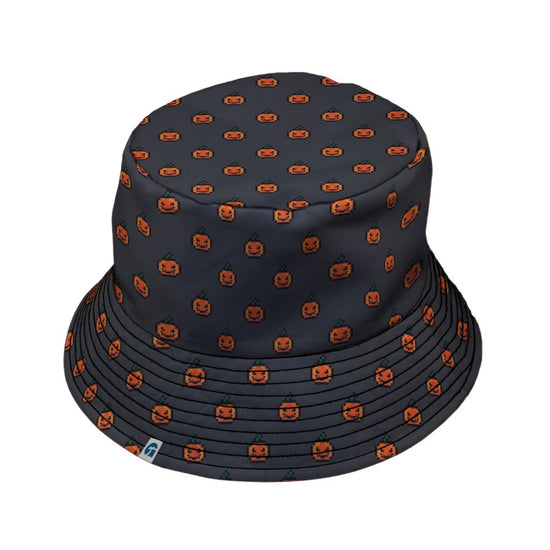 Pixel Pumpkins Bucket Hat - M - Black Stitching - -