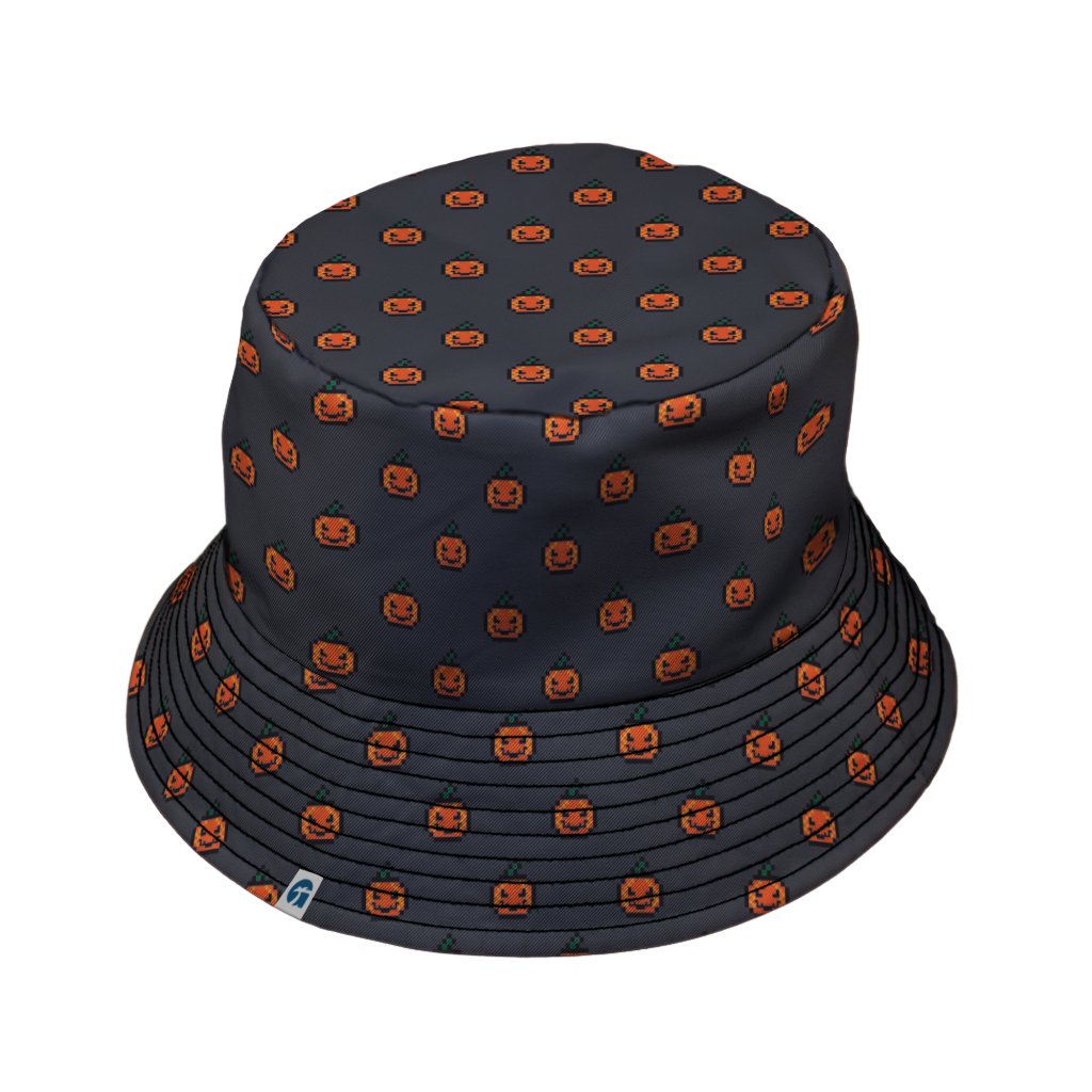 Pixel Pumpkins Bucket Hat - M - Black Stitching - -