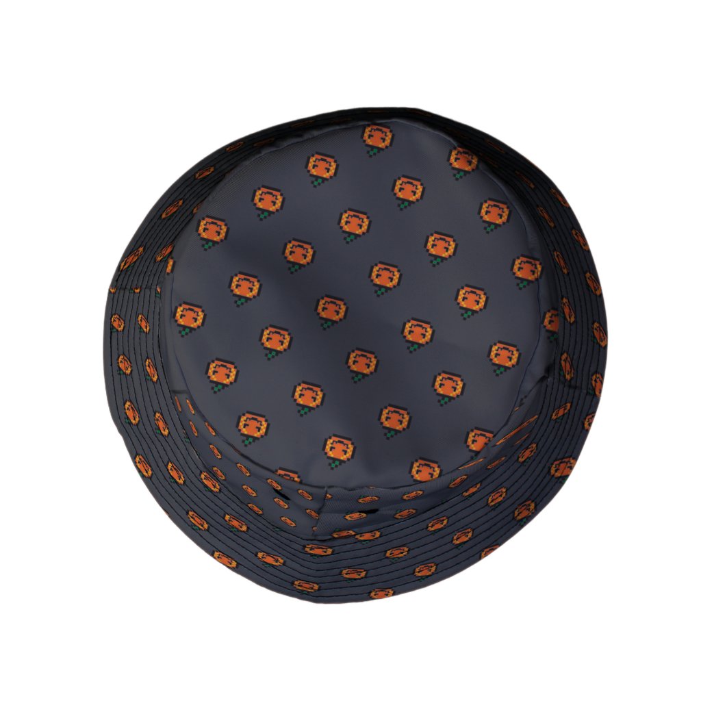 Pixel Pumpkins Bucket Hat - M - Grey Stitching - -