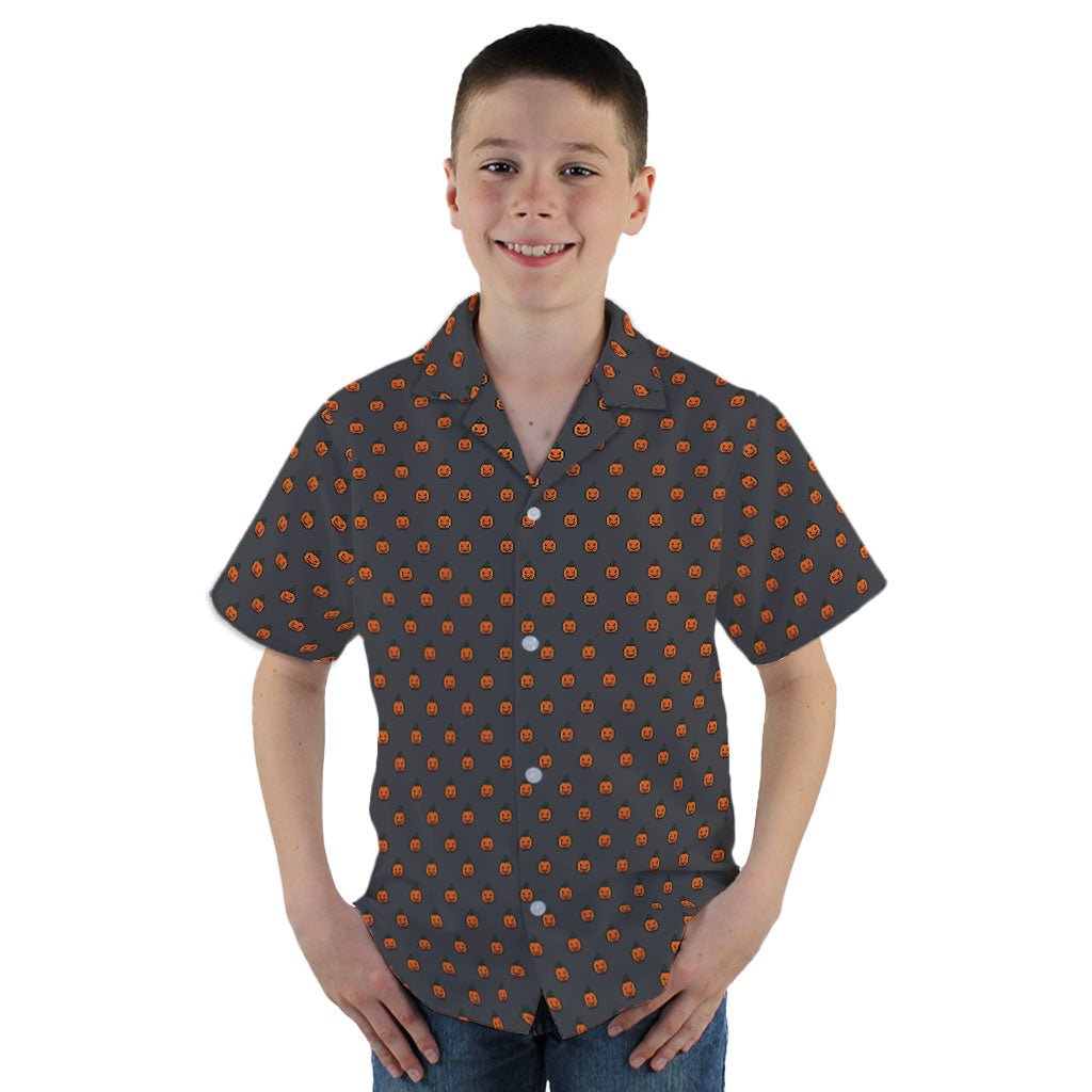 Pixel Pumpkins Youth Hawaiian Shirt - YM - -