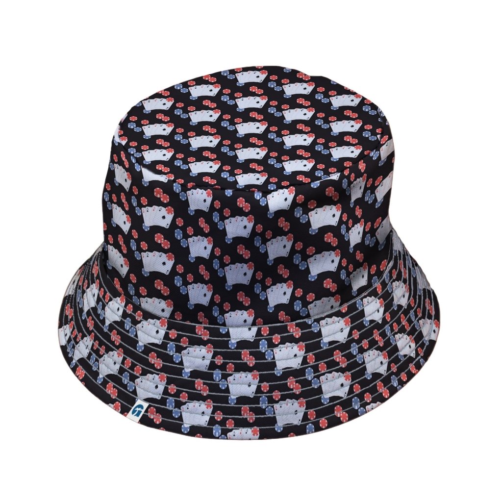 Poker Cards and Chips Bucket Hat - M - Black Stitching - -