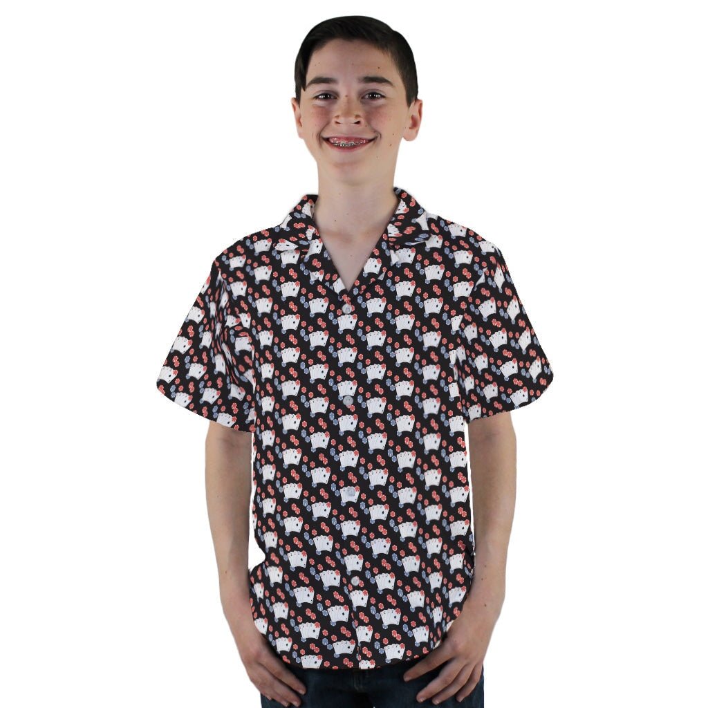 Poker Cards and Chips Youth Hawaiian Shirt - YL - -