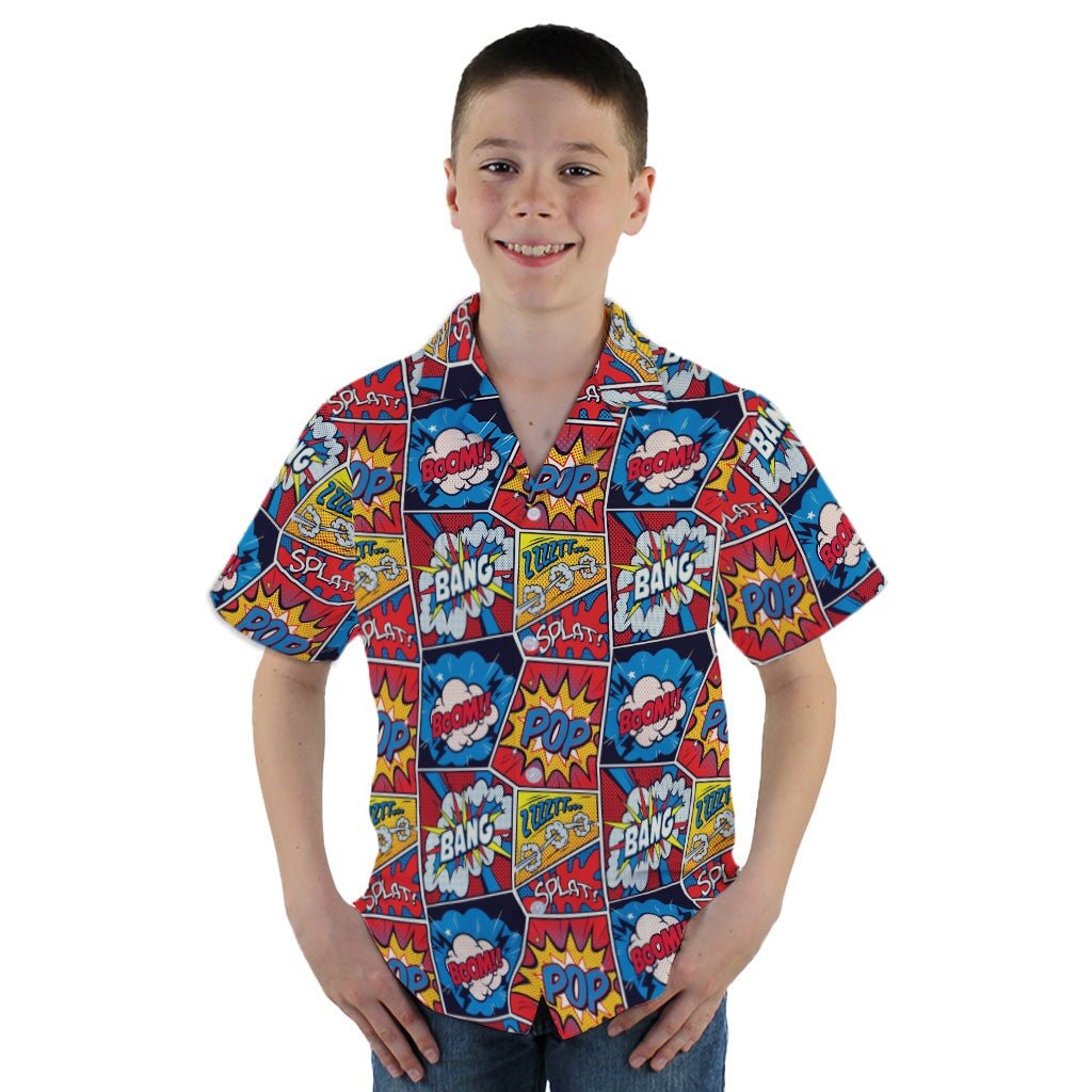 Pop Art Comic Book Red Youth Hawaiian Shirt - YM - -