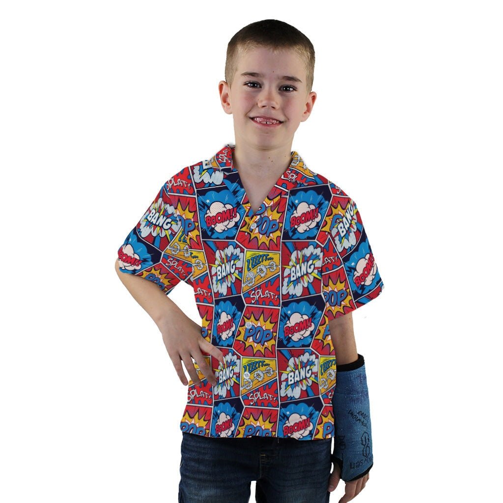 Pop Art Comic Book Red Youth Hawaiian Shirt - YXS - -