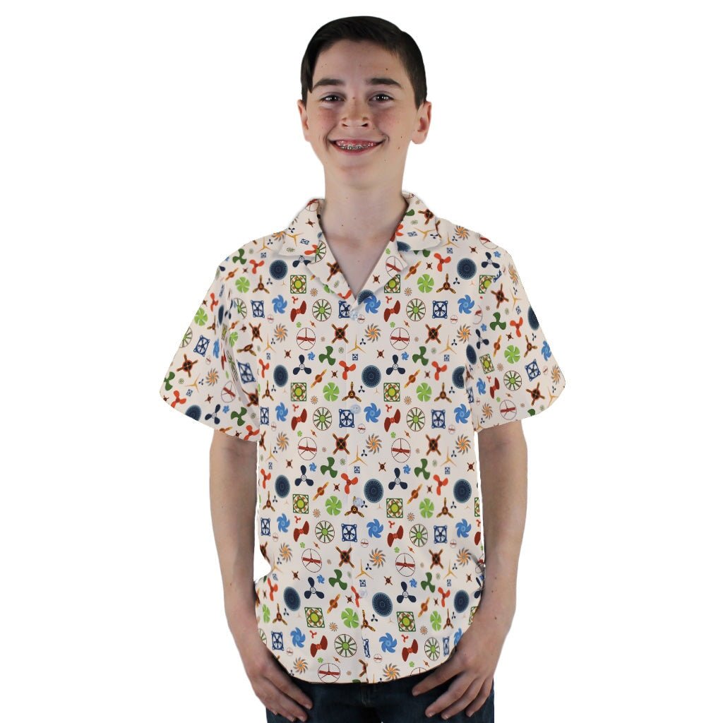 Propeller Party Tan Aviation Youth Hawaiian Shirt - YL - -