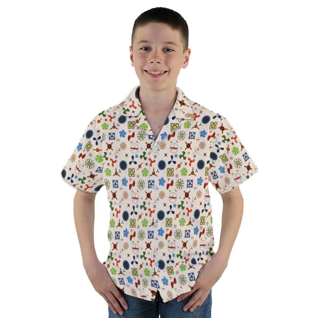 Propeller Party Tan Aviation Youth Hawaiian Shirt - YM - -