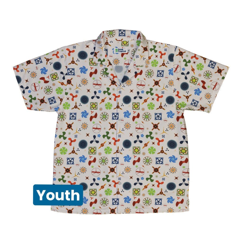 Propeller Party Tan Aviation Youth Hawaiian Shirt - YXS - -