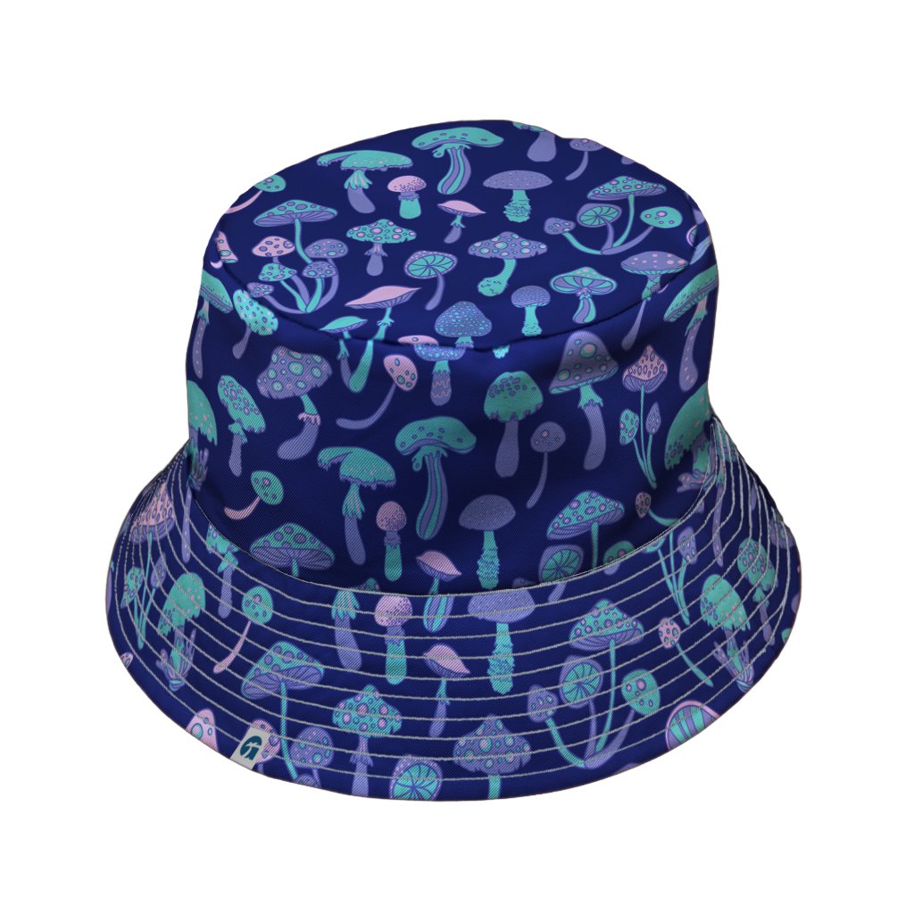Psychedelic Mushrooms Bucket Hat - M - Grey Stitching - -