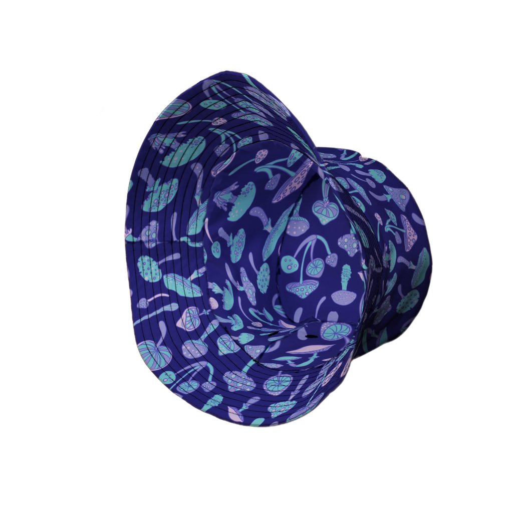 Psychedelic Mushrooms Bucket Hat - M - Grey Stitching - -