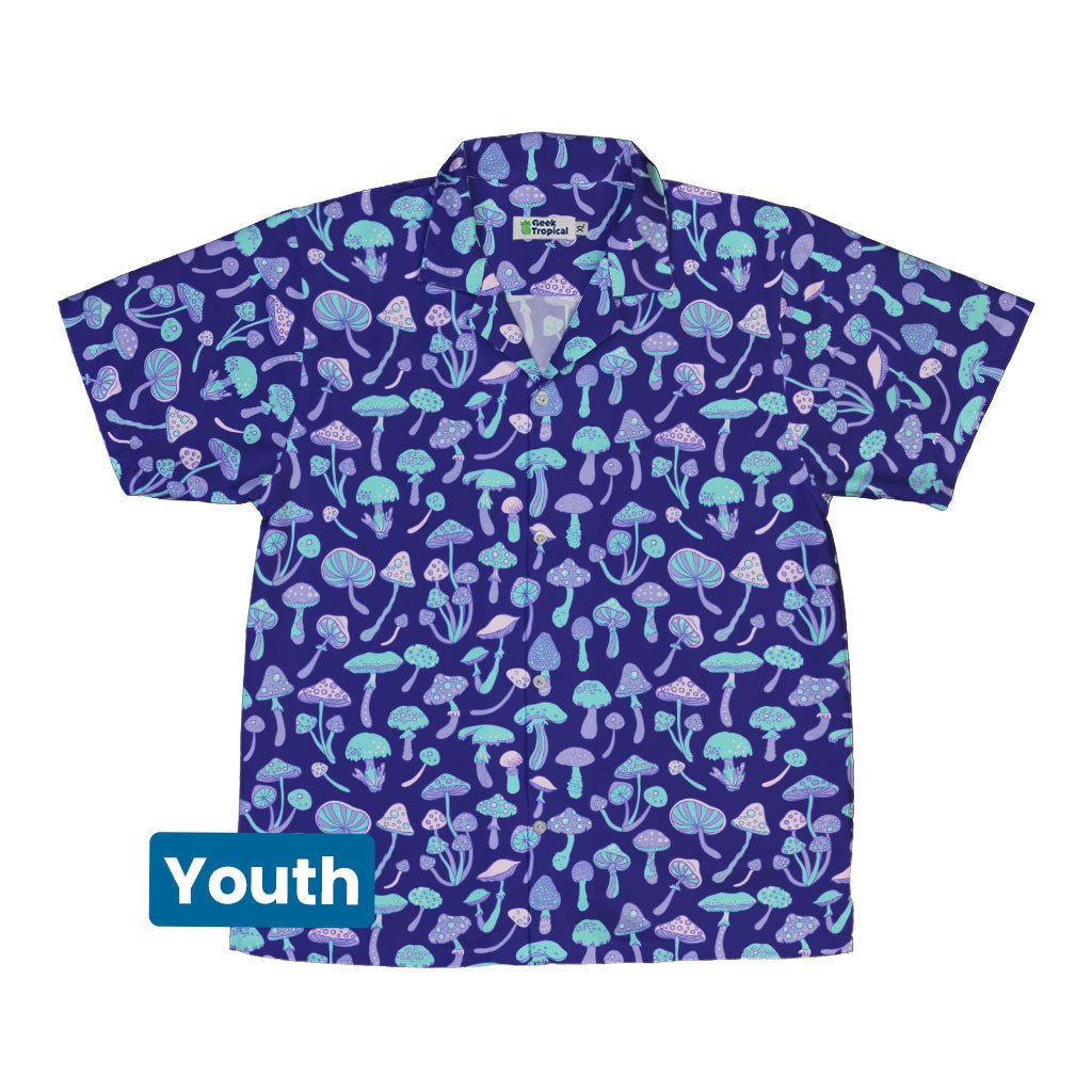 Psychedelic Mushrooms Youth Hawaiian Shirt - YXS - -