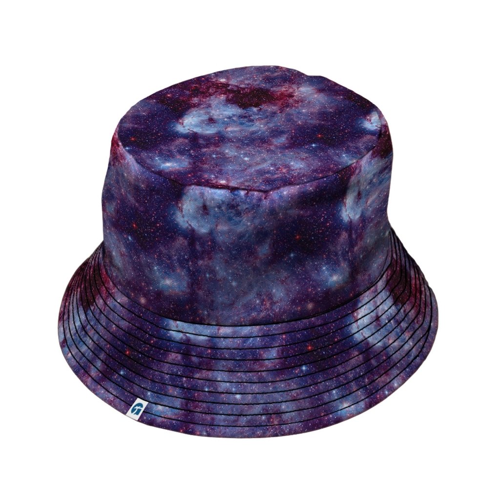 Purple Nebula Space Bucket Hat - M - Grey Stitching - -