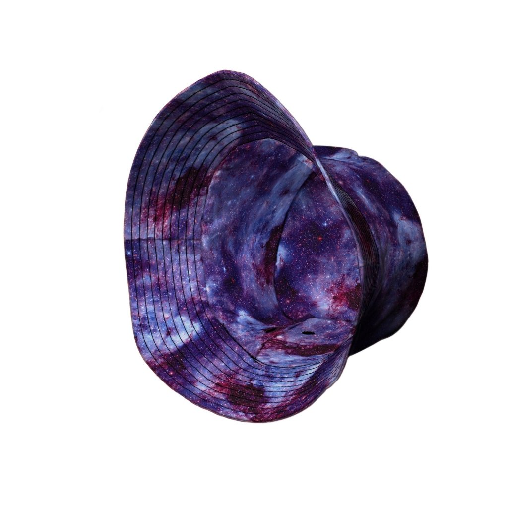 Purple Nebula Space Bucket Hat - M - Black Stitching - -