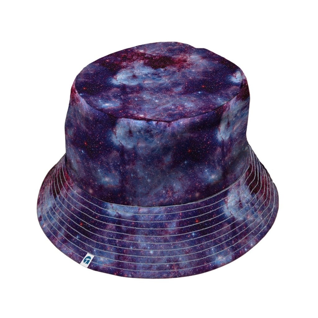 Purple Nebula Space Bucket Hat - M - Black Stitching - -