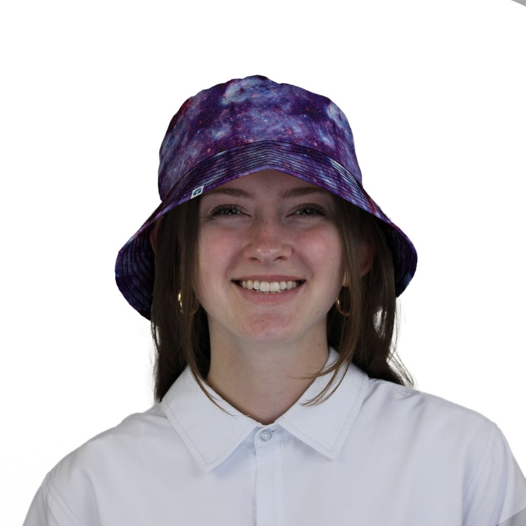 Purple Nebula Space Bucket Hat - M - Black Stitching - -