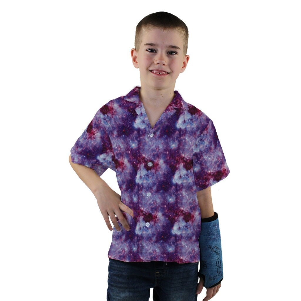 Purple Nebula Space Youth Hawaiian Shirt - YXS - -
