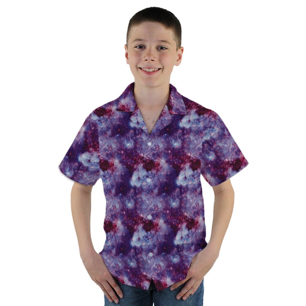 Purple Nebula Space Youth Hawaiian Shirt - YM - -