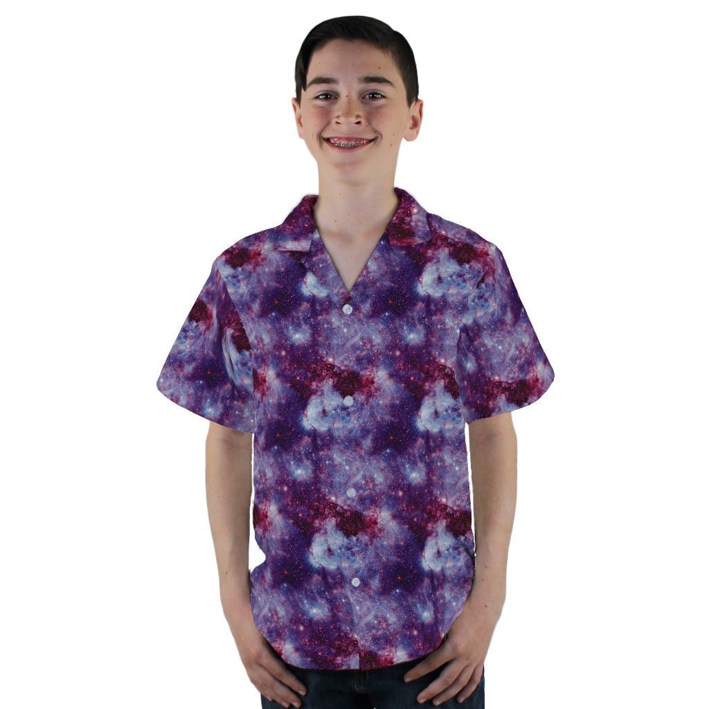 Purple Nebula Space Youth Hawaiian Shirt - YL - -