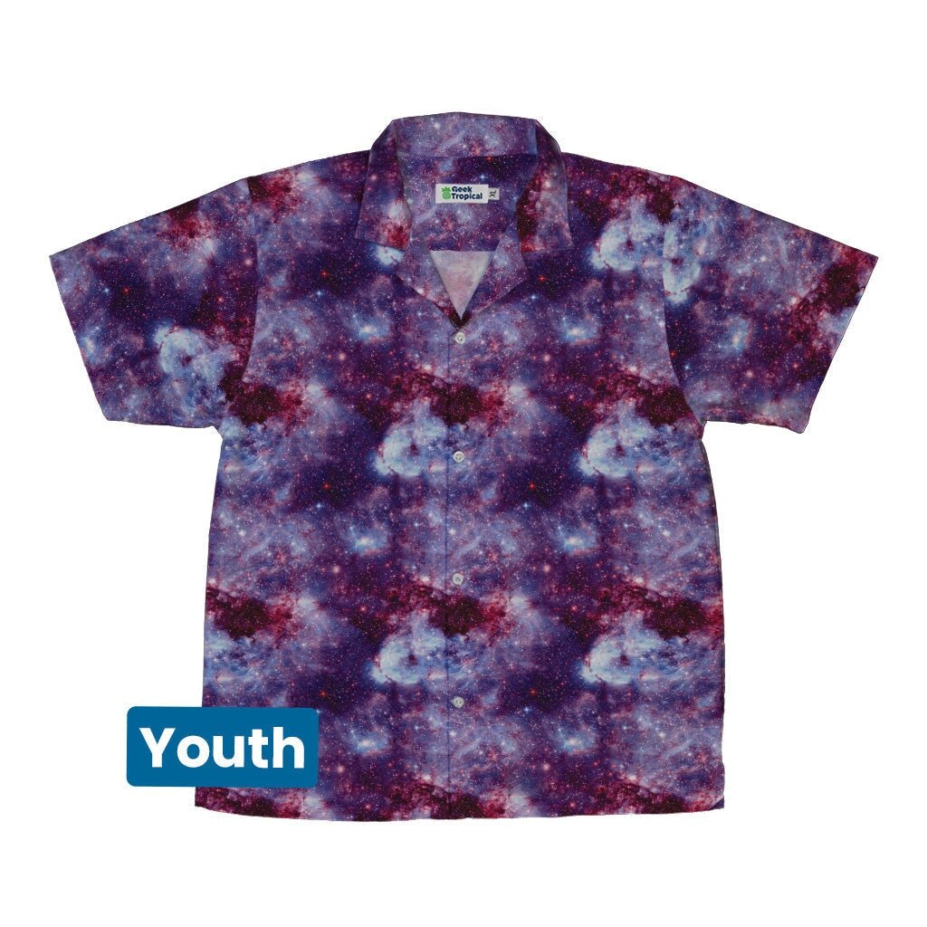 Purple Nebula Space Youth Hawaiian Shirt - YXS - -