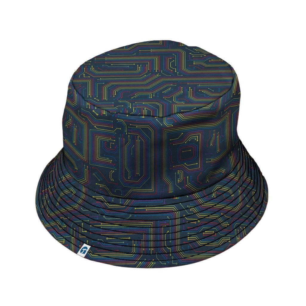 Rainbow Computer Circuit Board Bucket Hat - M - Grey Stitching - -