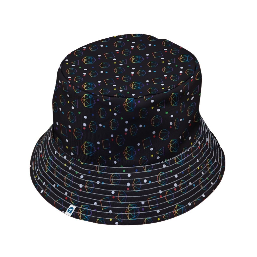 Rainbow LGBTQ+ Pride DND Dice Bucket Hat - M - Black Stitching - -