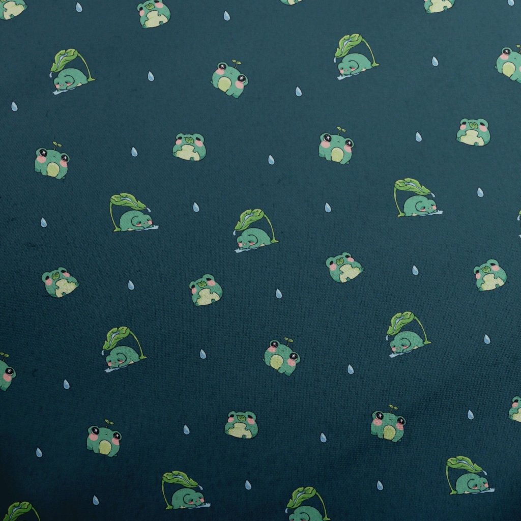 Raining Frogs Dark Teal Bucket Hat - M - Black Stitching - -