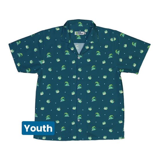 Raining Frogs Dark Teal Youth Hawaiian Shirt - YXS - -