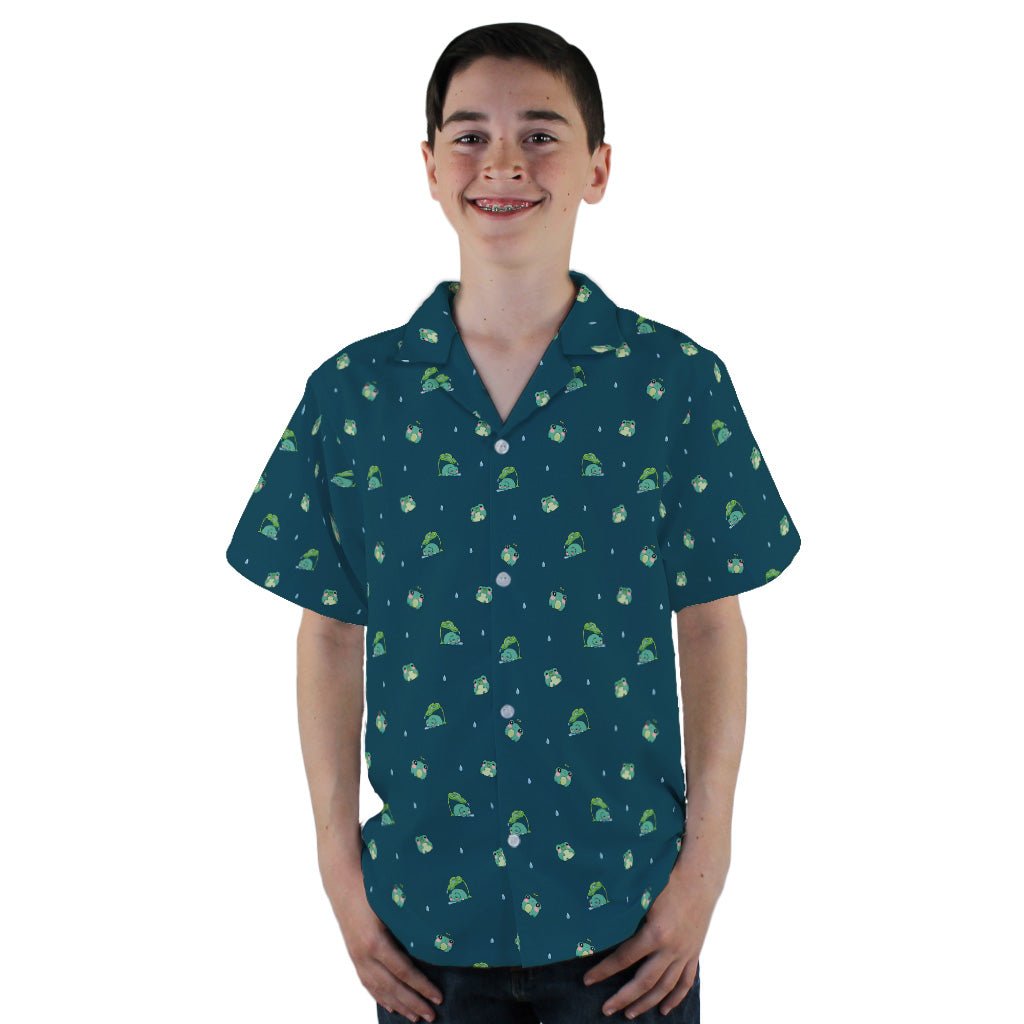 Raining Frogs Dark Teal Youth Hawaiian Shirt - YL - -