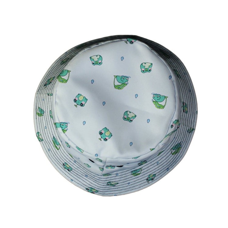 Raining Frogs Pastel Green Bucket Hat - M - Grey Stitching - -