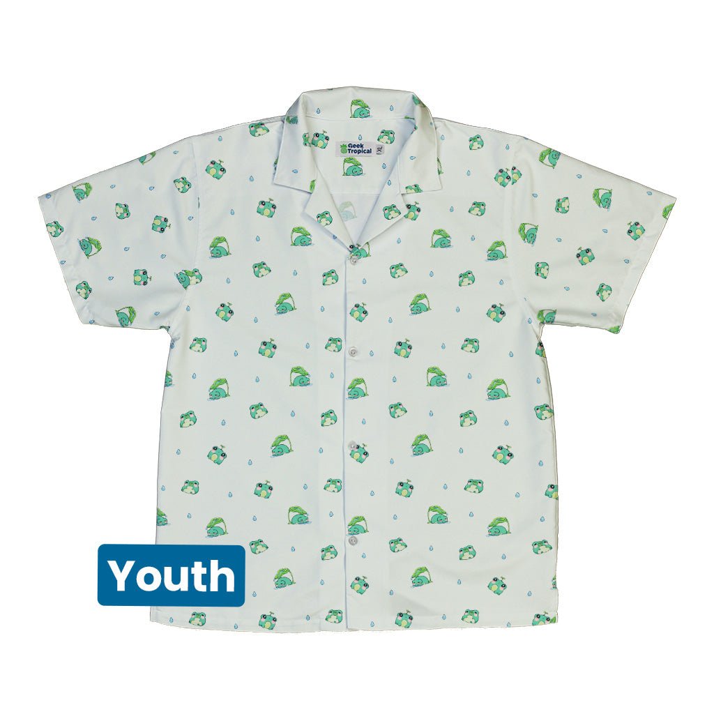 Raining Frogs Pastel Green Youth Hawaiian Shirt - YXS - -