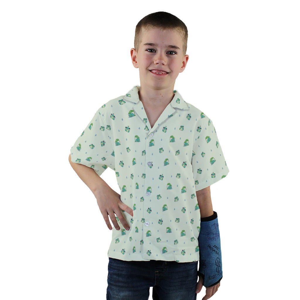 Raining Frogs Pastel Green Youth Hawaiian Shirt - YXS - -