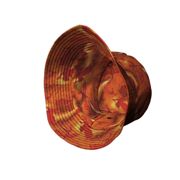 Red Dragon Fire Dnd Bucket Hat - M - Black Stitching - -