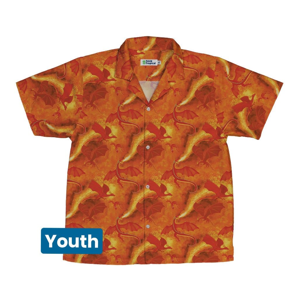 Red Dragon Fire Dnd Youth Hawaiian Shirt - YXS - -