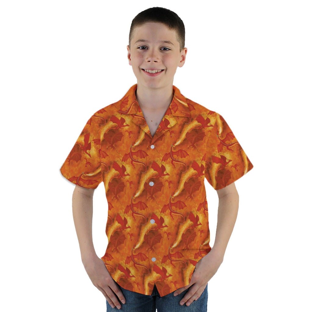 Red Dragon Fire Dnd Youth Hawaiian Shirt - YM - -