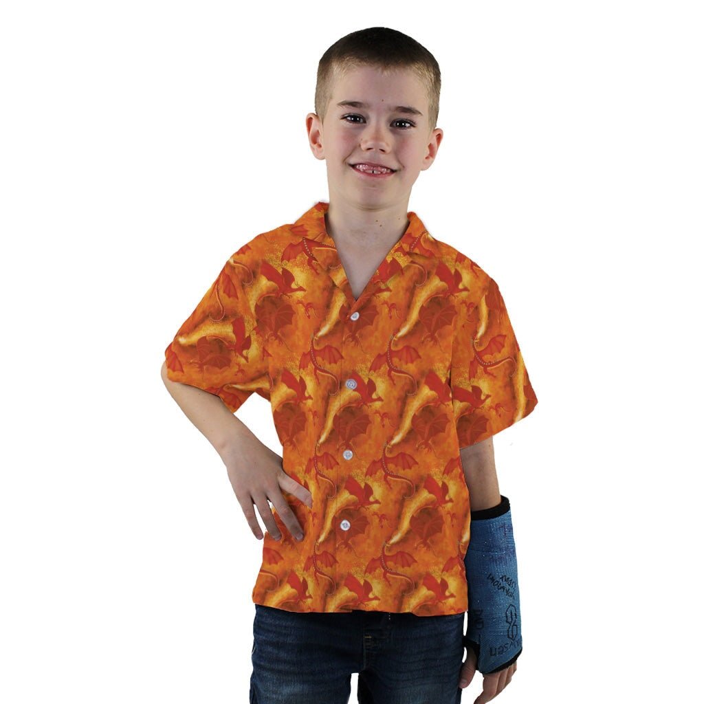 Red Dragon Fire Dnd Youth Hawaiian Shirt - YXS - -