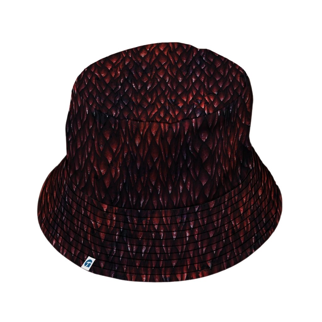 Red Dragon Scales Dnd Bucket Hat - M - Grey Stitching - -