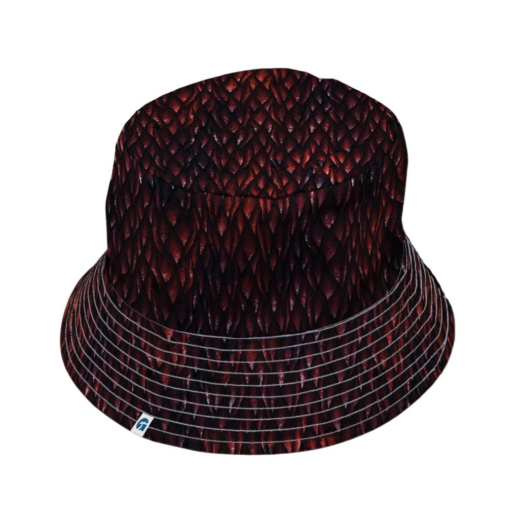 Red Dragon Scales Dnd Bucket Hat - M - Black Stitching - -