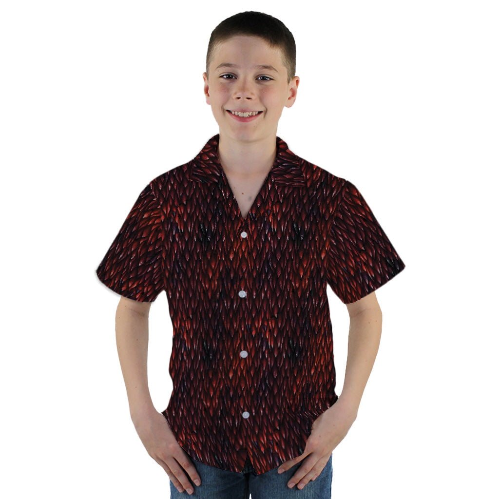Red Dragon Scales Dnd Youth Hawaiian Shirt - YM - -