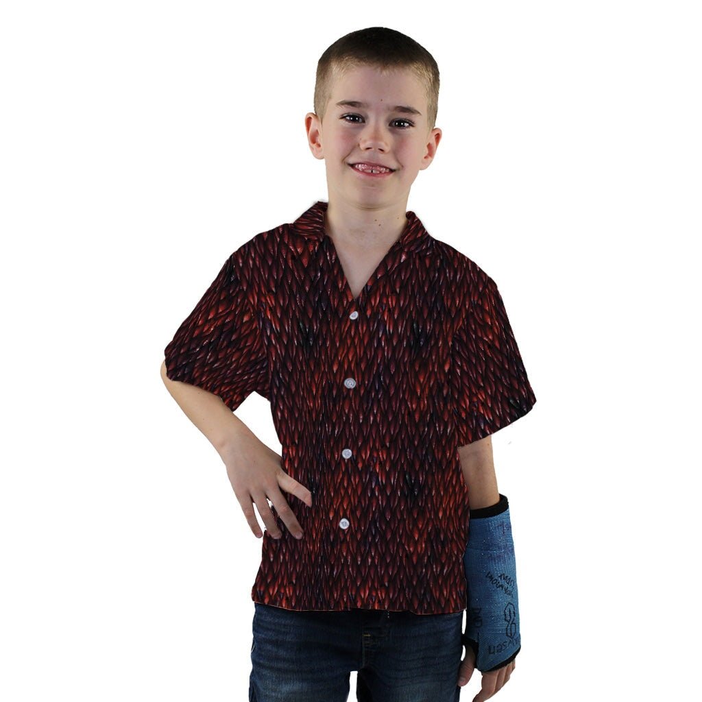 Red Dragon Scales Dnd Youth Hawaiian Shirt - YXS - -