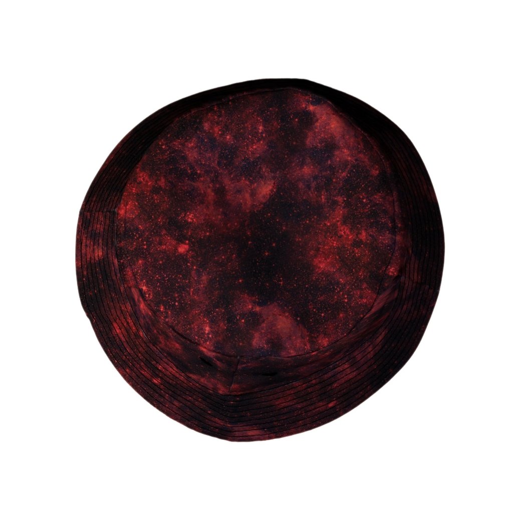 Red Nebula Space Bucket Hat - M - Black Stitching - -