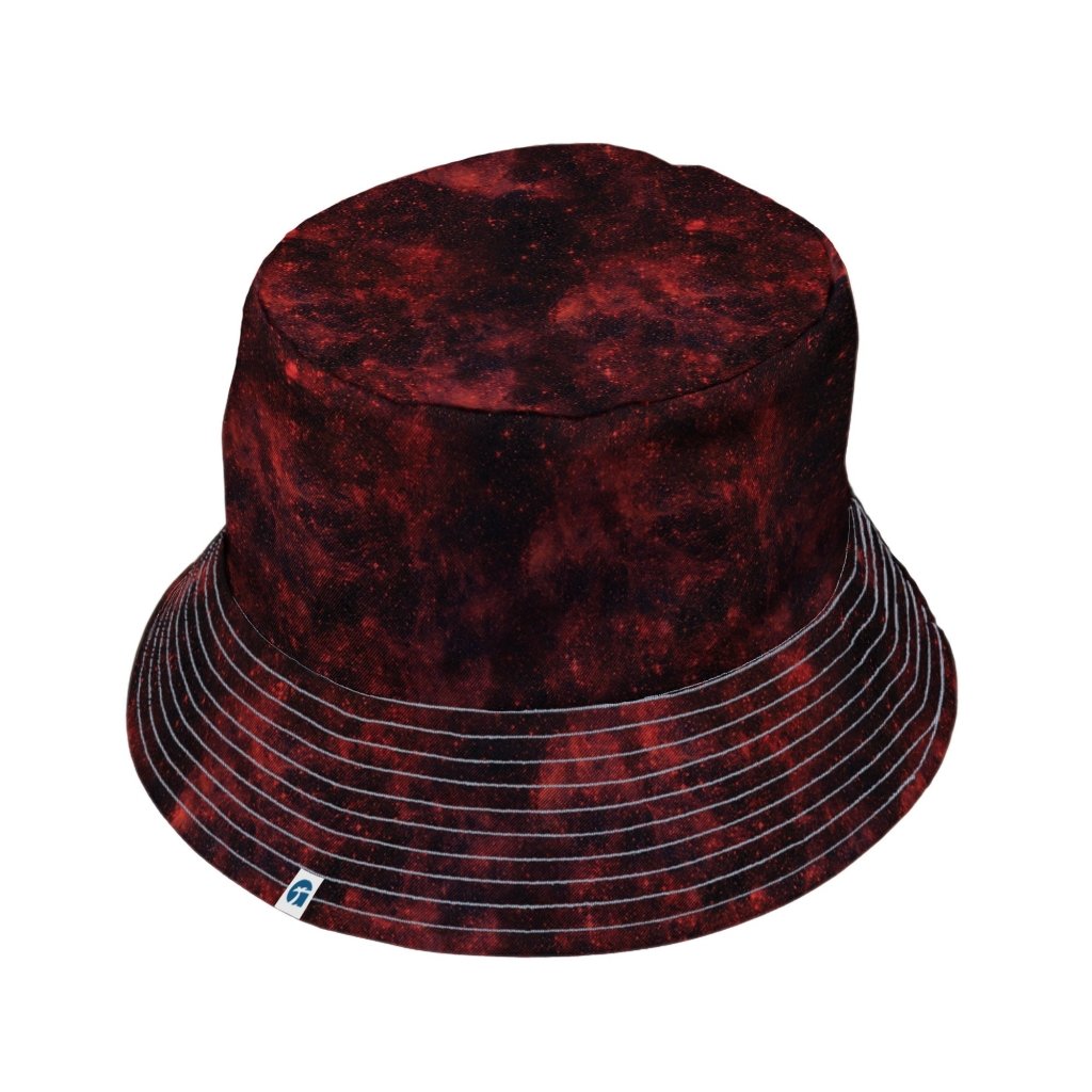 Red Nebula Space Bucket Hat - M - Black Stitching - -